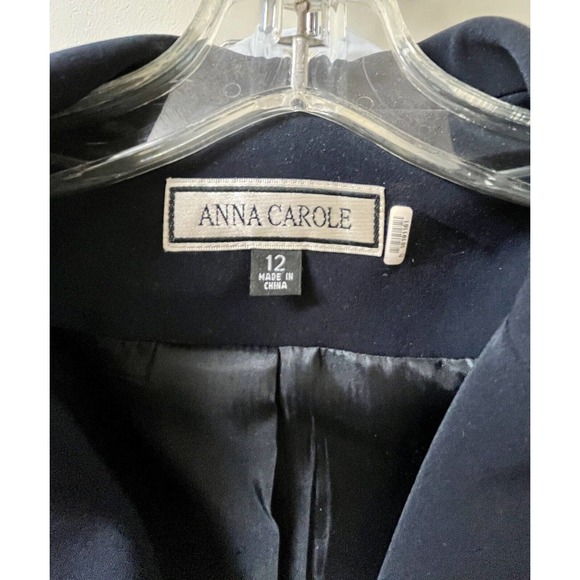 Vintage Anna Carole Womens Blazer Jacket Size 12 Navy Blue Business Career Work - Picture 4 of 4